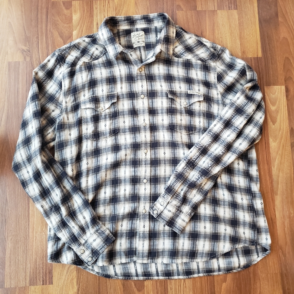 Lucky Brand Plaid Flannel Western Shirt